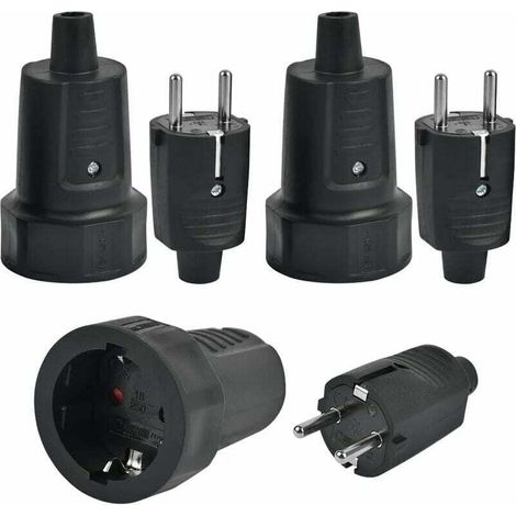[JAMAIS UTILISÉ]3 Fiches Mâle et 3 Prise Femelle, Fiche Électrique 2 Broches 250V 16A Fiche pour Câble 6-10 mm (1/4)