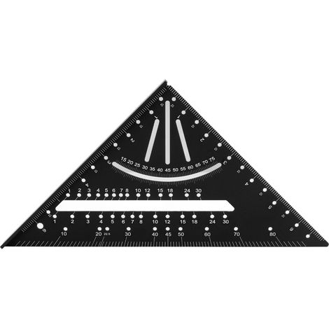 Équerre de charpente à angle droit de 7 pouces, rapporteur, en alliage d'aluminium, outil de mesure et de marquage multi-angles, noir (1/5)