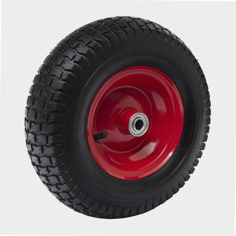 Werka Pro – Roue gonflable axe déporté 330 mm – Largeur 95 mm – Roulements à billes – Valve droite – Pour chariot de jardin et brouette