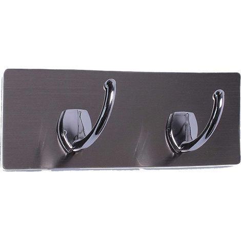 ASTUCEO - Plaquette adhésive 2 crochets gris 22 x 7.5 cm (1/2)