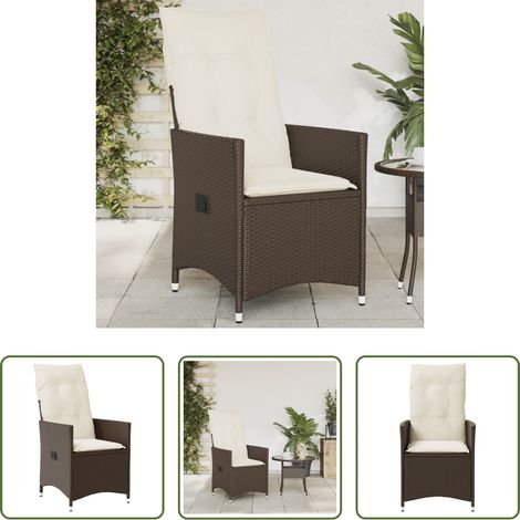 Chaise inclinable - Chaise inclinable de jardin avec coussins marron résine tressée (1/5)