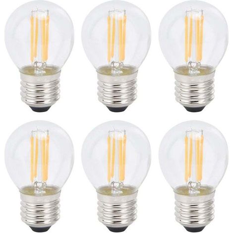 6 pièces ampoules à incandescence à LED à intensité variable G45 E27 4W ampoules à filament transparentes pour l'éclairage à la maison lumière chaude 110V (1/4)