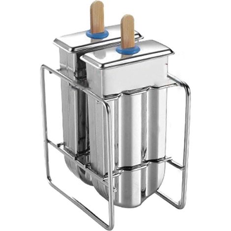 Support à moules à glaces en acier inoxydable avec support amovible, adapté aux crèmes glacées et desserts glacés maison. (1/5)