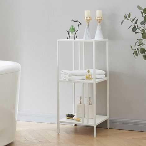 Scaffale Basso Kumlinge in Acciaio a 3 Ripiani Quadrati 80 x 35 x 35 cm Bianco [en.casa] (1/5)