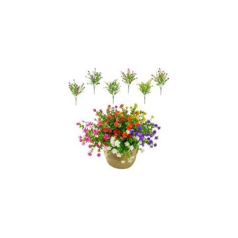 12 künstliche Blumensträuße für den Außenbereich, Grünpflanzen für draußen, UV-beständige Kunststoffpflanzen, Sets mit künstlichen Blumen für die Heimdekoration (1/4)