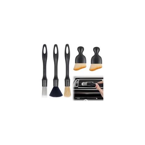 Lot de 5PCS Pinceau Detailing Auto, Pinceaux Nettoyage Voiture Remplaçable, Automatique de Voiture Détail Brosse, Brosses De Nettoyage, pour La Voiture Tableau De Bord, Intérieur, Extérieur