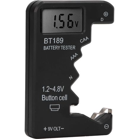 Testeur de Batterie Écran Numérique, Analyseur de Capacité et d'Usure, pour Piles AA AAA C D N 9V 6F22 1.5V 3V Bouton (BT189), Noir (1/5)