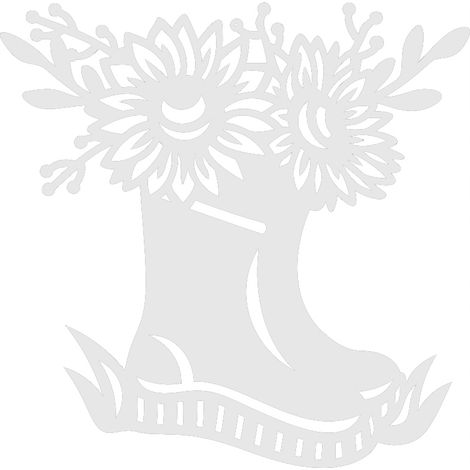 Dekoration: Herbstlicher Gummistiefel-Anhänger mit durchbrochenem Blattdekor, groß, orange