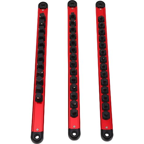 Ortviai Organisateur de Douilles en Alliage d’Aluminium 1/4" 3/8" 1/2" – Lot de 3 Supports Muraux Portatifs (1/4)
