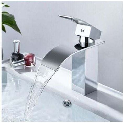 Grifo mezclador de lavabo en cascada, grifo mezclador de baño de latón, grifo mezclador de lavabo con caño grande - Grifo mezclador de lavabo RWB (1/5)