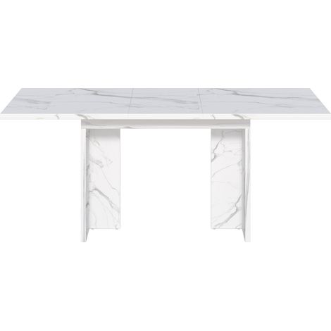 Tavolo da pranzo allungabile 140/180 x 80 cm in MDF effetto marmo bianco per 6-8 persone (1/5)