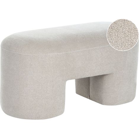 Banco tapizado moderno de bouclé puf patas anchas salón dormitorio beige claro Decorah (1/5)