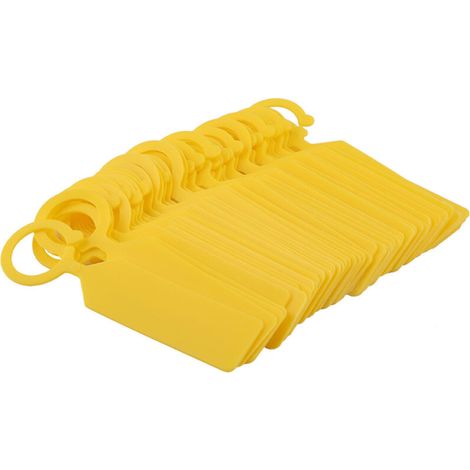 Lot de 100 étiquettes à suspendre en plastique pour plantes, arbres, pépinière, décoration de jardin, jaune (1/5)