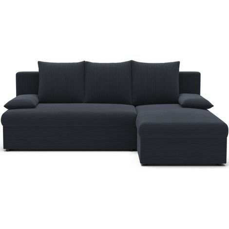 Sofá de esquina Gris oscuro 3 plazas espuma T30 206x90x146cm GINA (1/5)