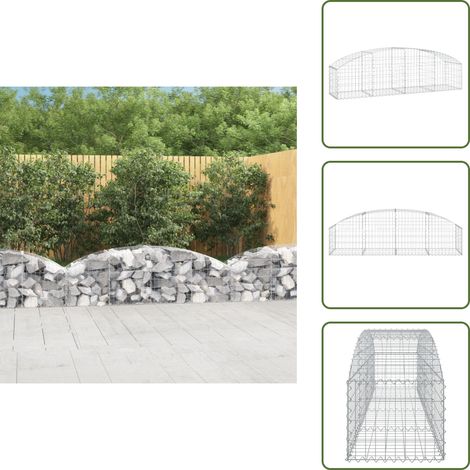 Gabione mit Hochbogen 200x50x40/60 cm Verzinktes Eisen - Gabionenkorb - Gabionenwand - Gartendekoration - Gartenzubehör - Zaun (1/5)