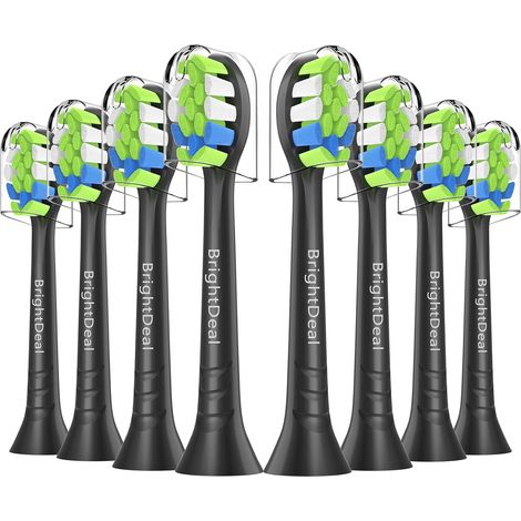 Têtes de Brosse Compatibles avec Sonicare - Lot de 8 pour Brosse à Dents Électrique Sensitive - Noir (1/5)
