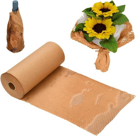 Papel de nido de abeja - 38 cm x 50 m - Papel de burbujas - Material de relleno para paquetes - Alternativa ecológica al plástico de burbujas - Papel de envolver de nido de abeja para mudanzas y