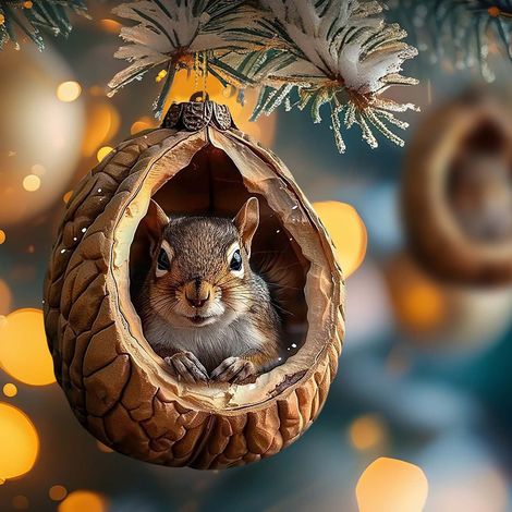 Guirlande Animal - Décoration Arbre De Noël En Acrylique - Hibou Et Ratón - Ornement Plat 2D - Lot De 1 (1/5)