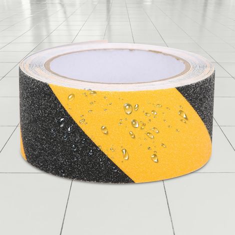 PVC-Klebeband, schwarz-gelb, rutschfest, mattiert, wasserfest, Bodenwarnmarkierungsband, 50 mm x 5 m (1/5)