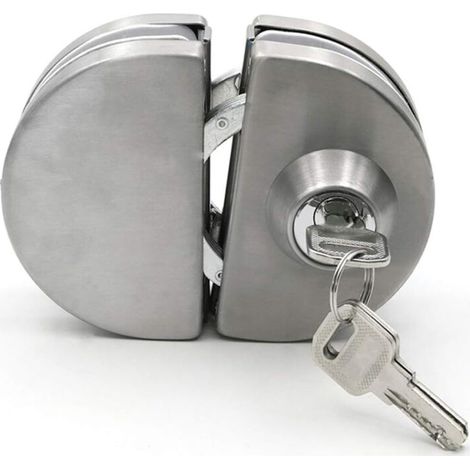 [NON UTILIZZATO] Serratura per porta in vetro, alloggiamento, acciaio inossidabile cromato resistente, per ufficio, porta in vetro da 10 mm a 12 mm, serratura di sicurezza antifurto senza P