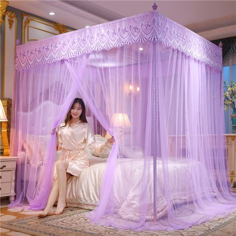 Moustiquaire en polyester, style princesse pour la maison, adaptée aux lits doubles et simples, avec outils de montage, dimensions : 1,2 x 2,0 mètres (1/5)