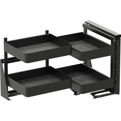 Vauth-Sagel VS Cor Fold Eckschrank Auszug rechts Planero - Set für Küchenunterschränke mit KB 900mm - Korbablage aus Holz mit Stahlblechumrandung, lava (1/4)