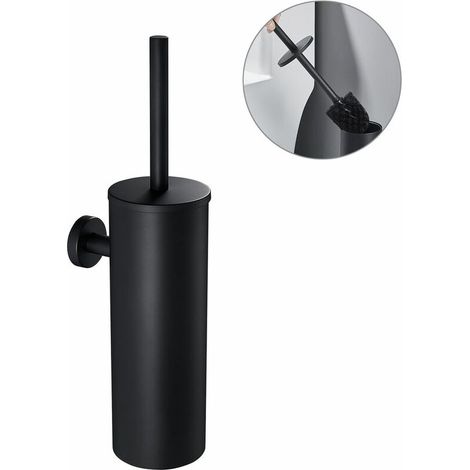 WC-Bürste aus Edelstahl, WC-Bürstenhalter-Set, Wandbürste, WC-Bürste mit Wandhalterung, Schwarz