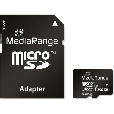 Carte microSD MEDIARANGE Classe 10, 256 Go