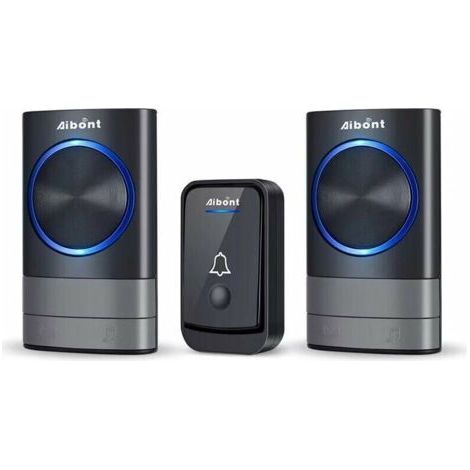 Sonnette sans fil : sonnette électronique étanche IP65 avec une portée de 200 mètres. Le kit comprend une sonnette étanche, deux récepteurs à brancher, 45 sonneries et quatre niveaux de volume réglabl (1/4)