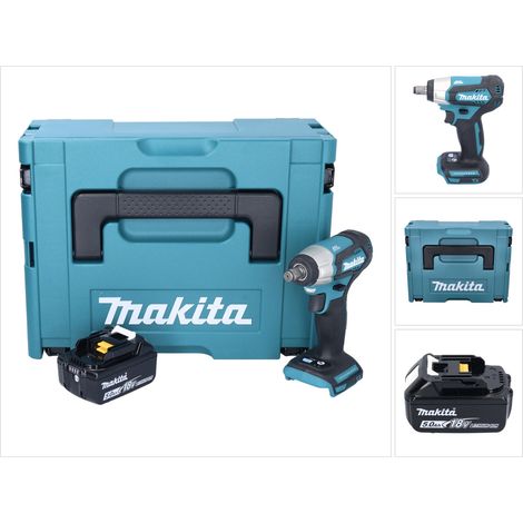 Llave de impacto sin cable Makita DTW 181 T1J 18 V 210 Nm 1/2" sin escobillas + 1x batería recargable 5,0 Ah + Makpac - sin cargador