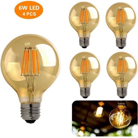 4er-Pack Edison E27 LED-Glühbirnen - Vintage Edison - G80 - Warmweiß - 6W (entspricht 60W) (1/4)