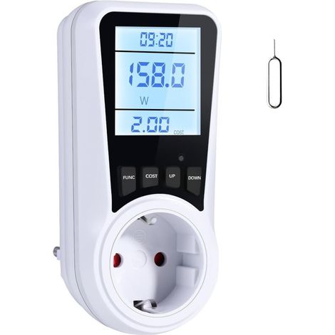 Compteur de consommation électrique avec LCD, compteur d'énergie électrique 16 A/3680 W, 7 modes de surcharge, protection de consommation d'énergie (1/5)