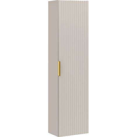 Furnidea - Meuble colonne suspendu de salle de bain ADEL CACHEMIRE 35 x 140 cm - une porte, façades rainurées (1/5)