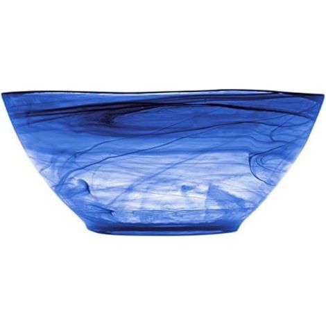 saladier albâtre en pâte de Verre, 23 cm, Bleu Cobalt (1/2)