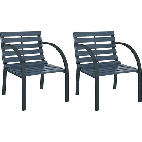 vidaXL Sillas de jardín 2 unidades madera gris (1/2)
