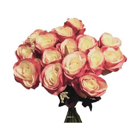 Bouquet de 15 roses artificielles Saint Valentin Sentiment H 70 cm (1/3)