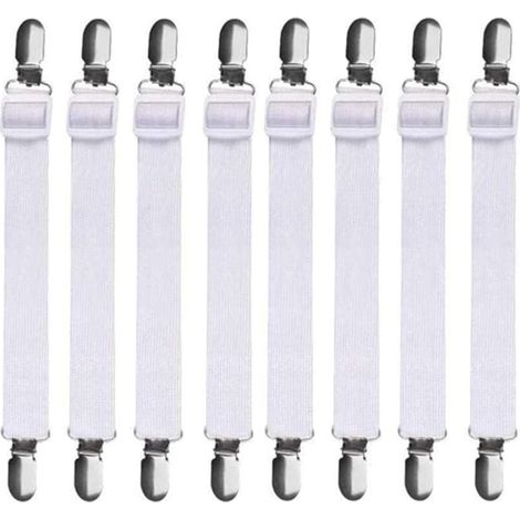 8 Stück (60 cm bis 200 cm) verstellbare Bettlakenhalter, Bettlakenklammern, passend für alle Betten und Matratzen, schwarz (1/4)