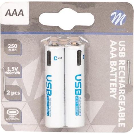 Piles aaa rechargeables usb-c li-ion 1,5v 250mah/900mwh - 2 pieces (1/2)