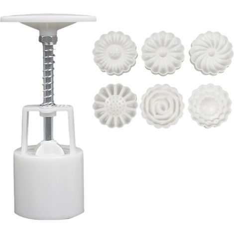 Moule À Mooncake - Moule À Pâtisserie Chinoise À Pression Manuelle - Pour Gâteaux De Fête Et Réalisations DIY - 4 Modèles Avec Plongeur Et Tampons - Lot De 4 (1/5)
