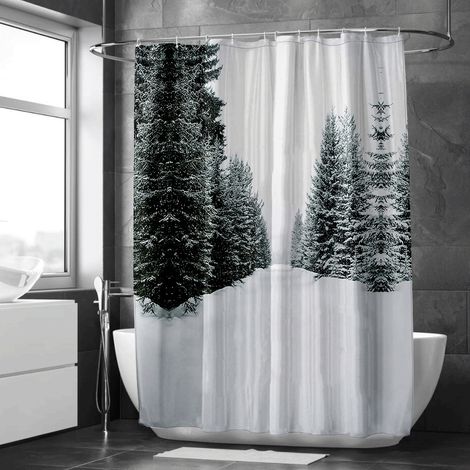 Rideau de douche motif encre abstrait, polyester imperméable, 90x180 cm