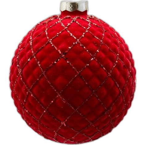 Palline in vetro e velluto, decorate con rombi, Ø 10 cm, confezione da 6 pezzi