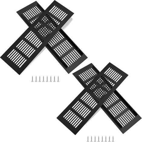 Grille de ventilation, grille de ventilation en aluminium pour hottes et locaux, 25x8cm, noire, 4 pièces (1/5)
