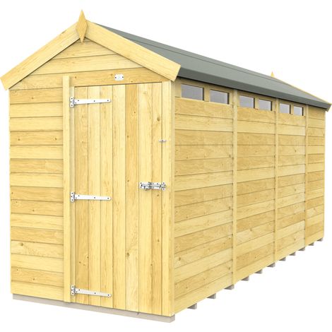 5 x 15 Feet Apex Security Shed - Single Door - Wood - L454 x W147 x H217 cm