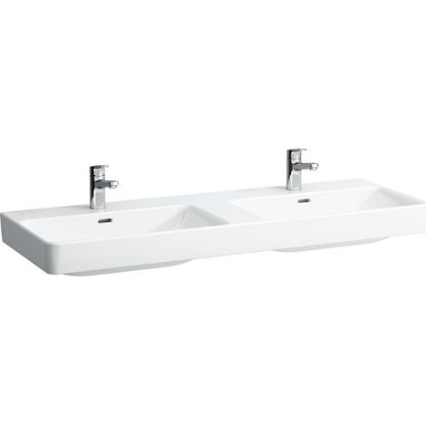 LAUFEN PRO S Doppelwaschtisch, ohne Hahnloch, mit Überlauf, (1/5)