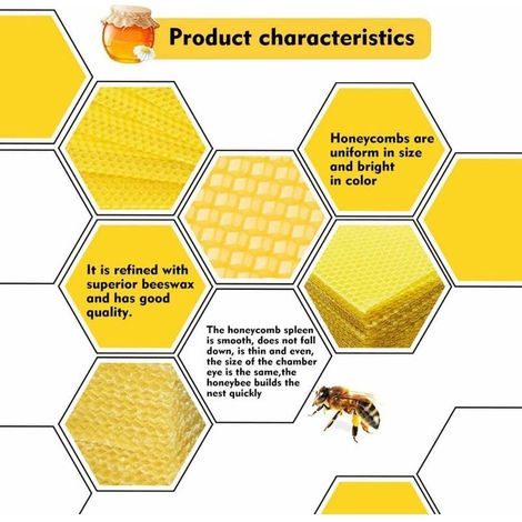 Lot de 30 plaques de cire d'abeille pour bougies - Jaune- (1/4)