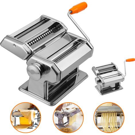 Randaco Machine à pâtes manuelle en acier inoxydable, 9 réglages d'épaisseur, 2 lames, pour lasagne et tagliatelle, cuisine familiale