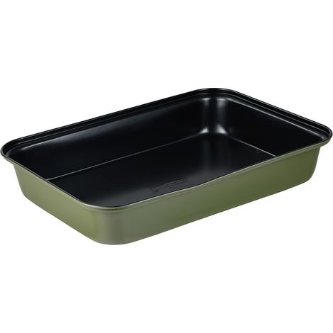 Bandeja rectangular de acero al carbono, para horno, experto, verde oliva, 34 x 23,7 x 6 cm