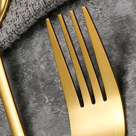 Tragbares Edelstahl-Besteckset: Steakmesser, Gabel, Löffel, robustes Besteck, vergoldetes Besteckset.