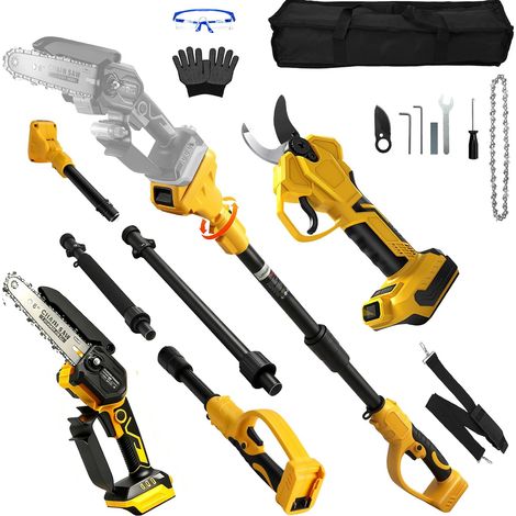 4 en 1 Tronçonneuse Télescopique Compatible avec 20v 18 V (sans batteries) 6 Pouces Perche Élagueuse perche élagueuse sans Fil, Sécateur électrique vec Perche Secateur à Batterie (1/5)