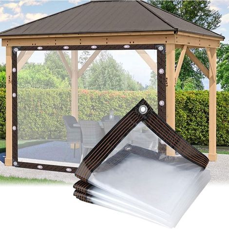Transparente Plane 2 m x 4 m - Wasserdicht mit verstärkten Ösen - Mehrzweck-Isoliergewebe, kältebeständig, regendicht und staubdicht (0,12 mm dick) (1/5)
